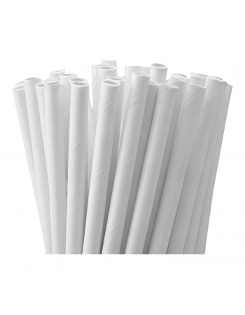 Canudo de Papel para Refrigerante Branco 6mm