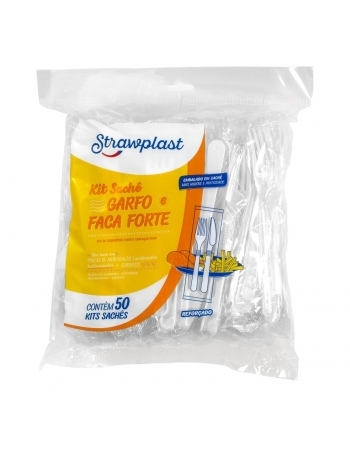 Kit Sachet Garfo e Faca Forte - STRAWPLAST