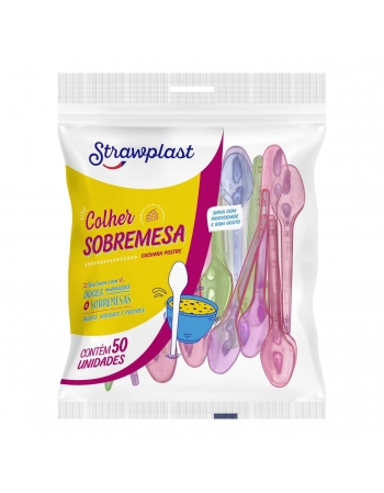 COLHER SOBREMESA MISTA NEON CSNM-667 - [494] - STRAWPLAST