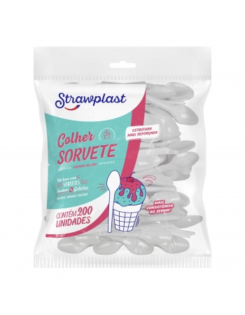 Colher Branca para Sorvete - STRAWPLAST