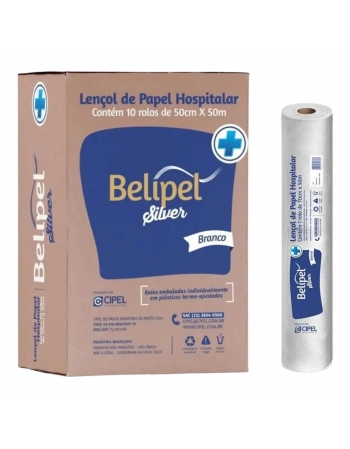 LENCOL DE PAPEL HOSPITALAR 50X50 - C/10 - BELIPEL SILVER