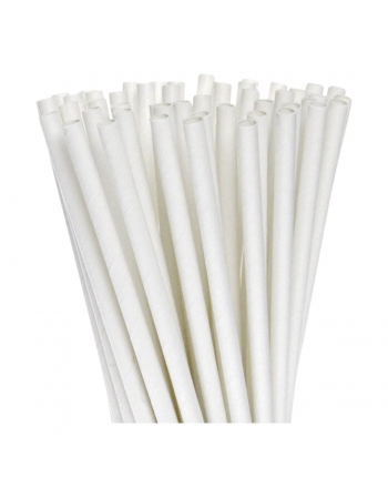 Canudo de Papel para Refrigerante Branco 6mm