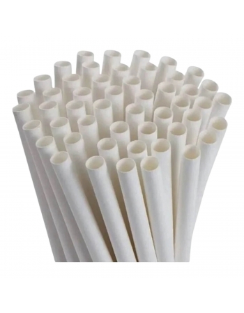 Canudo de Papel Jumbo Branco 10mm