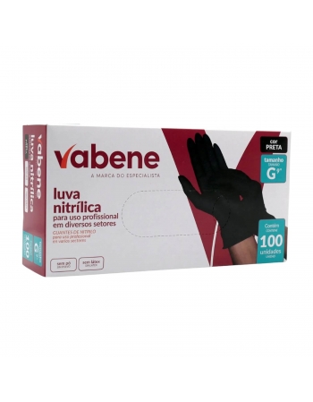 LUVA NITRILICA PRETA - GRANDE (VABENE) - CA 47623