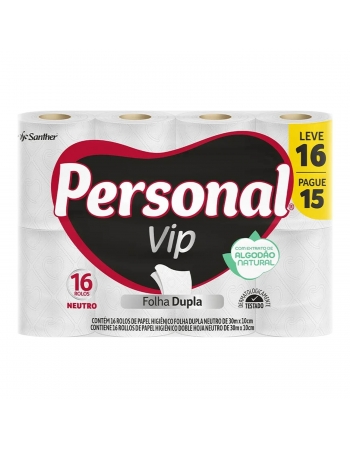 PAPEL HIG. PERSONAL VIP F.DUPLA NEUTRO C/16 ROLOS