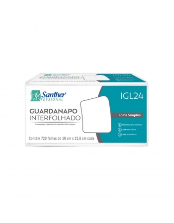 GUARDANAPO INTERFOLHADO F. SIMPLES 10X21 C/720 - SANTHER IGL24